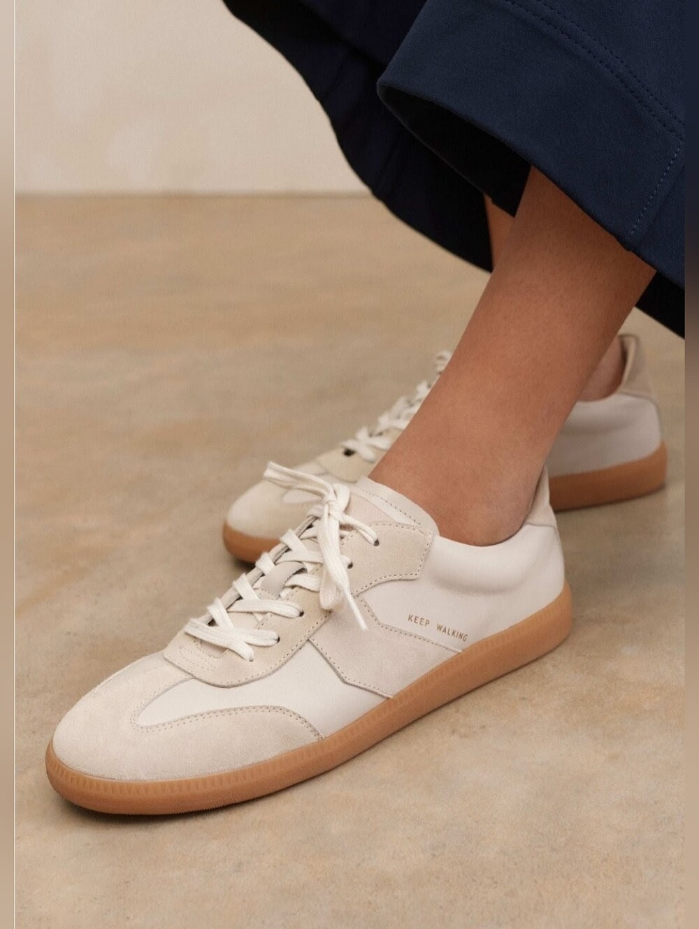 Me+Em  Leather & Suede Sneakers White/Cream Women's Size EU 39 US 9